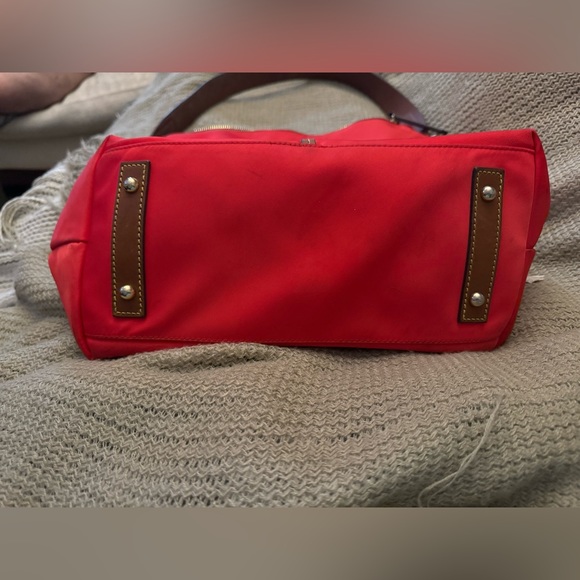 Dooney & Bourke Nylon Red Wayfarer Bag Tan Leather - Picture 2 of 13